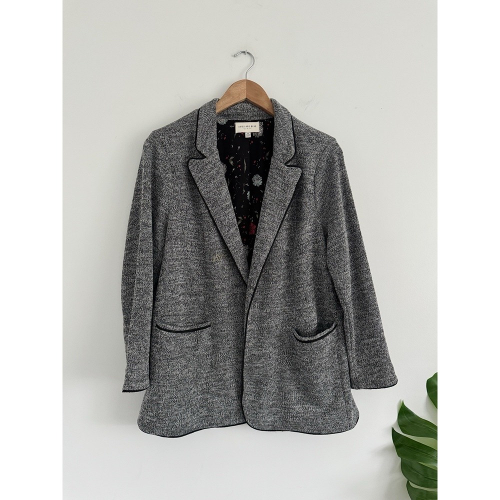 Skies Are Blue Gray Tweed Open Jacket Office‎ Attire Wear XL Petite